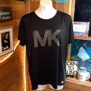 Michael Kors black top shirt GOLD designed detail NEW REALLY NICE - NEW W/TAGS
